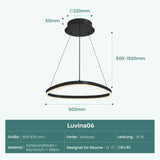 Glasvilla Design – Lámpara colgante LED 50 cm con diseño ondulado, regulable 3000K–6000K (16W)