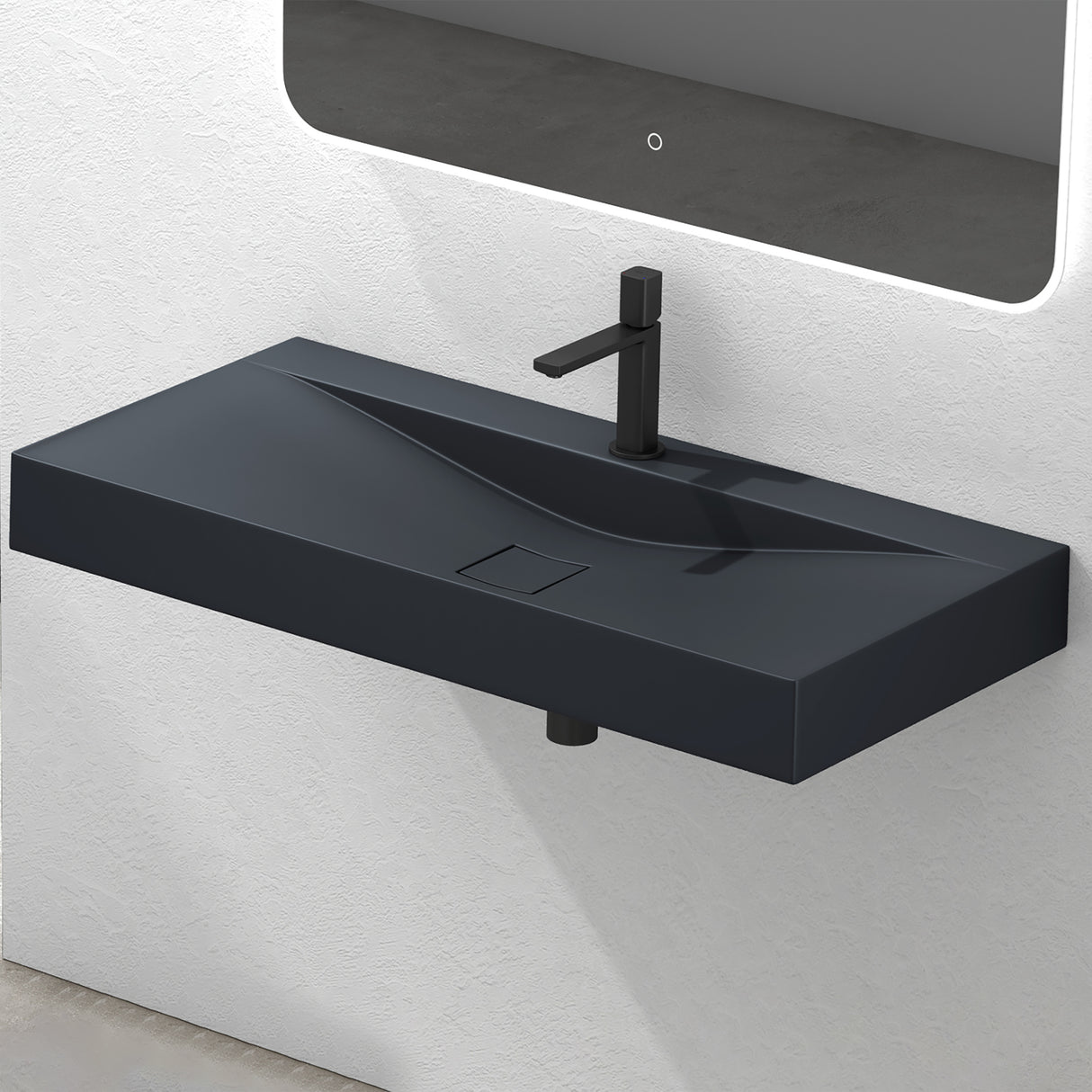 glasvilla Lavabo da Appoggio da Marmo fuso Lavabo Bagno Sospeso Lavandino Bagno Rettangolare Colossum810