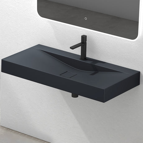glasvilla Lavabo da Appoggio da Marmo fuso Lavabo Bagno Sospeso Lavandino Bagno Rettangolare Colossum810
