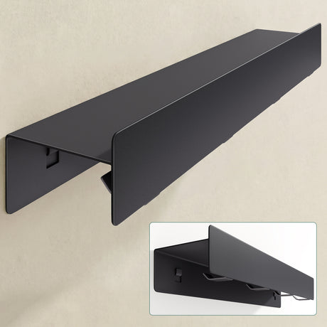 glasvilla Mensola da Parete con Ganci Nascosti, Mensola in Metallo Rimovibile, Mensola da Appendere per Bagno, Cucina, Ingresso e Camera da Letto, Stalo-11