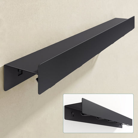 glasvilla Mensola da Parete con Ganci Nascosti, Mensola in Metallo Rimovibile, Mensola da Appendere per Bagno, Cucina, Ingresso e Camera da Letto, Stalo-11