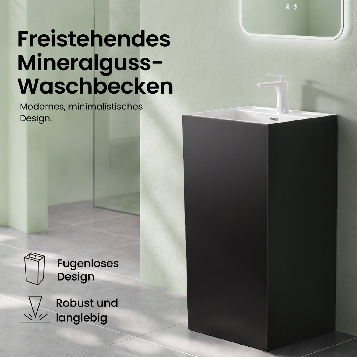 glasvilla Design Standwaschbecken freistehend  aus Mineralguss Waschtisch Col34