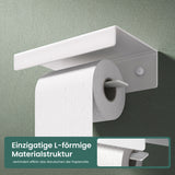 glasvilla Porta Carta Igienica con Mensola, Portarotolo Carta Igienica Moderna in Lega di Alluminio, Montaggio a Parete, Accessori Bagno, Lino-05