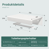 glasvilla Porta Carta Igienica con Mensola, Portarotolo Carta Igienica Moderna in Lega di Alluminio, Montaggio a Parete, Accessori Bagno, Lino-05