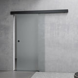 Set completo per porta scorrevole in vetro Glasvilla, tipo di maniglia: maniglia a conchiglia, inclusa chiusura ammortizzata, distanza dalla parete 15 mm, vetro di sicurezza ESG 8 mm Amalfi Black