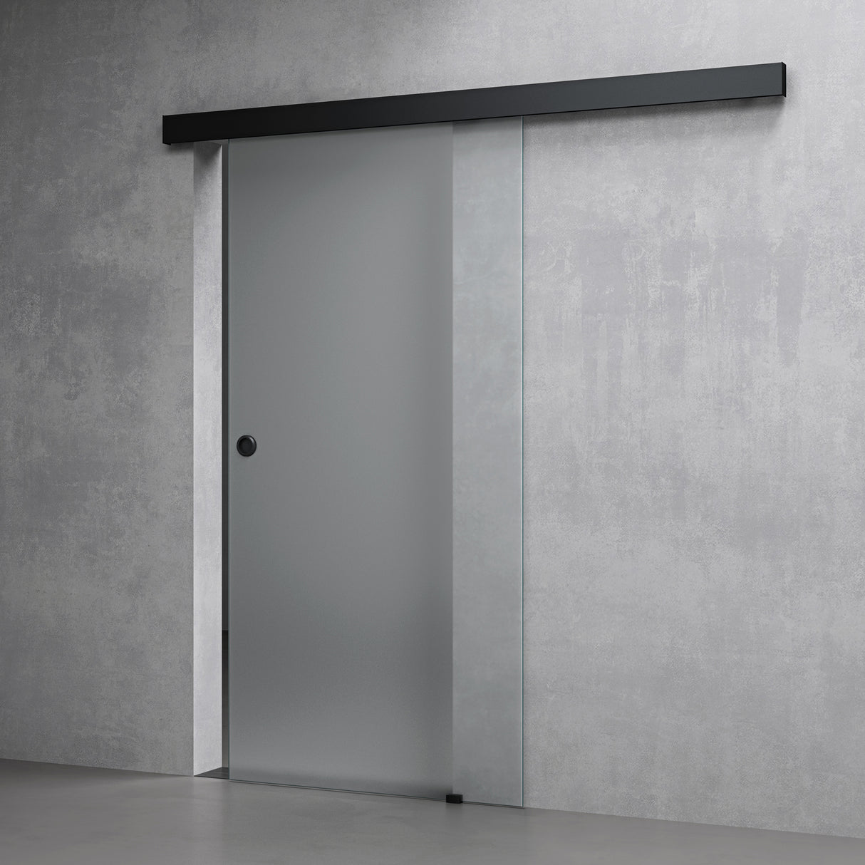 Set completo per porta scorrevole in vetro Glasvilla, tipo di maniglia: maniglia a conchiglia, inclusa chiusura ammortizzata, distanza dalla parete 15 mm, vetro di sicurezza ESG 8 mm Amalfi Black