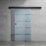 Set completo per porta scorrevole in vetro Glasvilla, tipo di maniglia: maniglia a conchiglia, inclusa chiusura ammortizzata, distanza dalla parete 15 mm, vetro di sicurezza ESG 8 mm Amalfi Black