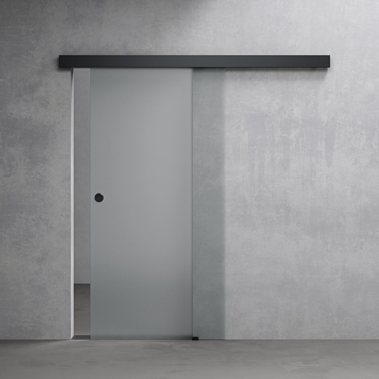 Set completo per porta scorrevole in vetro Glasvilla, tipo di maniglia: maniglia a conchiglia, inclusa chiusura ammortizzata, distanza dalla parete 15 mm, vetro di sicurezza ESG 8 mm Amalfi Black