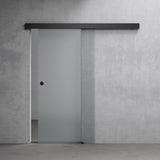 Set completo per porta scorrevole in vetro Glasvilla, tipo di maniglia: maniglia a conchiglia, inclusa chiusura ammortizzata, distanza dalla parete 15 mm, vetro di sicurezza ESG 8 mm Amalfi Black