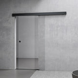 Set completo per porta scorrevole in vetro Glasvilla, tipo di maniglia: maniglia a conchiglia, inclusa chiusura ammortizzata, distanza dalla parete 15 mm, vetro di sicurezza ESG 8 mm Amalfi Black