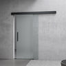 Set completo per porta scorrevole in vetro Glasvilla, tipo di maniglia: maniglia a barra, distanza dalla parete 15 mm, vetro di sicurezza ESG 8 mm Amalfi Black