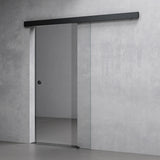 Set completo per porta scorrevole in vetro Glasvilla, tipo di maniglia: maniglia a conchiglia, inclusa chiusura ammortizzata, distanza dalla parete 15 mm, vetro di sicurezza ESG 8 mm Amalfi Black