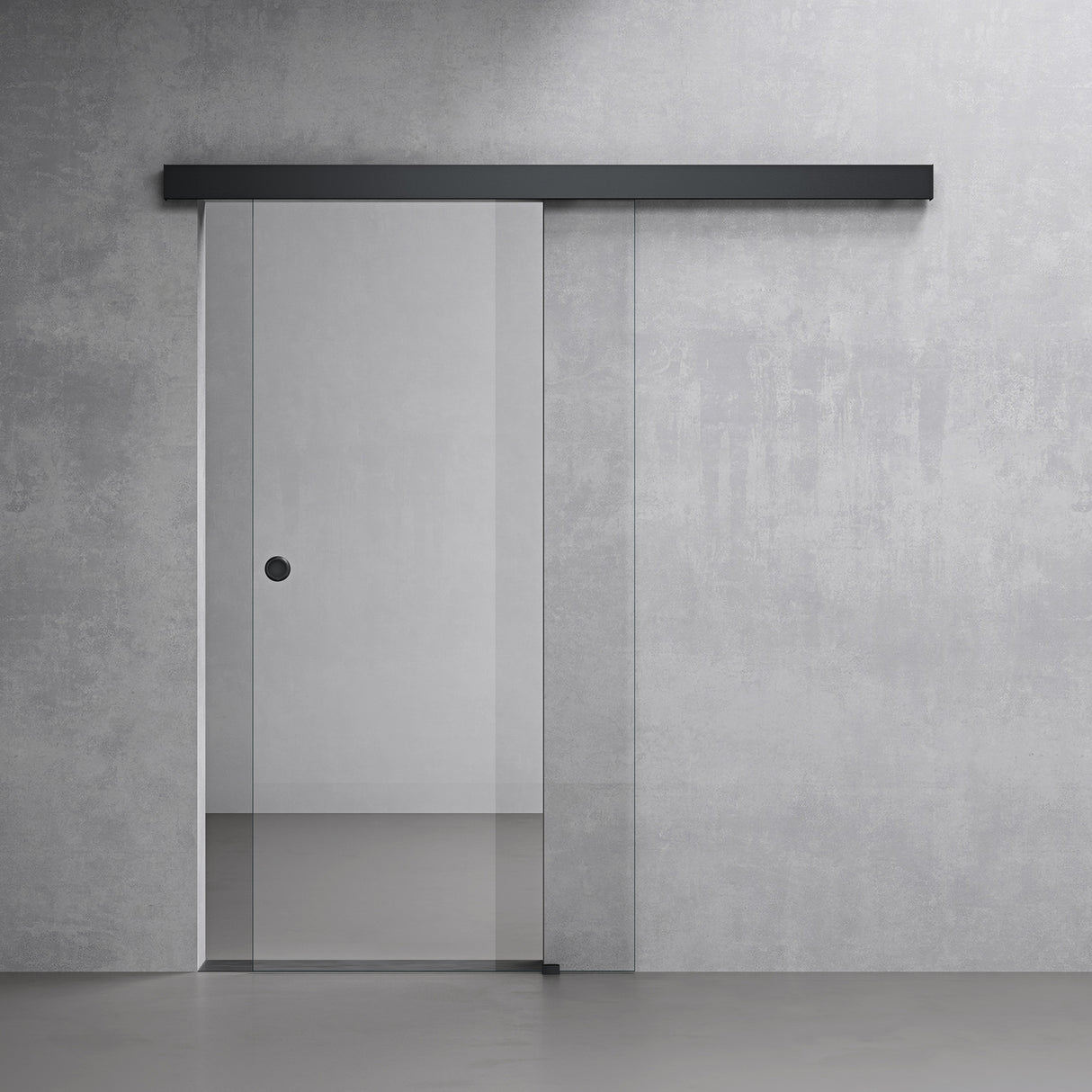 Set completo per porta scorrevole in vetro Glasvilla, tipo di maniglia: maniglia a conchiglia, inclusa chiusura ammortizzata, distanza dalla parete 15 mm, vetro di sicurezza ESG 8 mm Amalfi Black