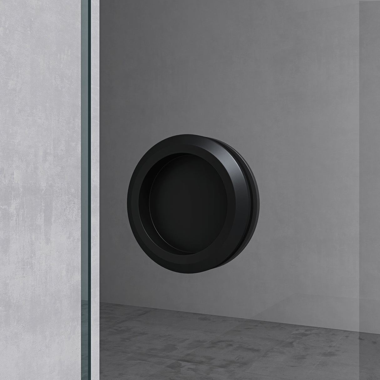 Set completo per porta scorrevole in vetro Glasvilla, tipo di maniglia: maniglia a conchiglia, inclusa chiusura ammortizzata, distanza dalla parete 15 mm, vetro di sicurezza ESG 8 mm Amalfi Black