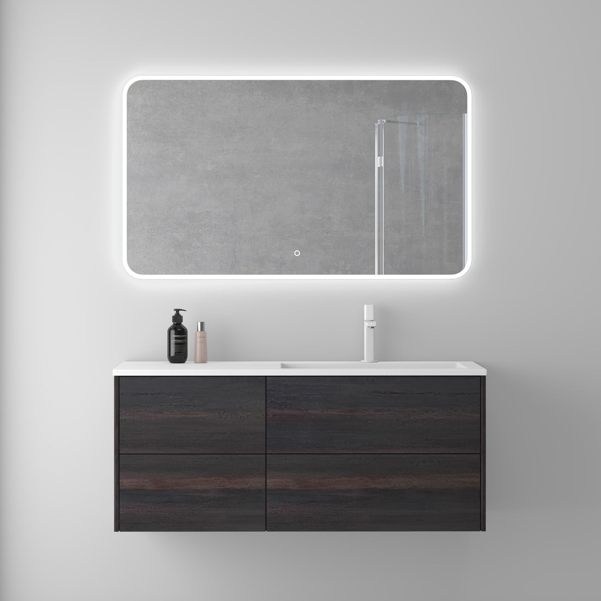 Set di mobili da bagno Glasvilla, mobile lavabo da 120 cm, mobile lavabo con base a chiusura ammortizzata, 4 cassetti, mobili da bagno Moment