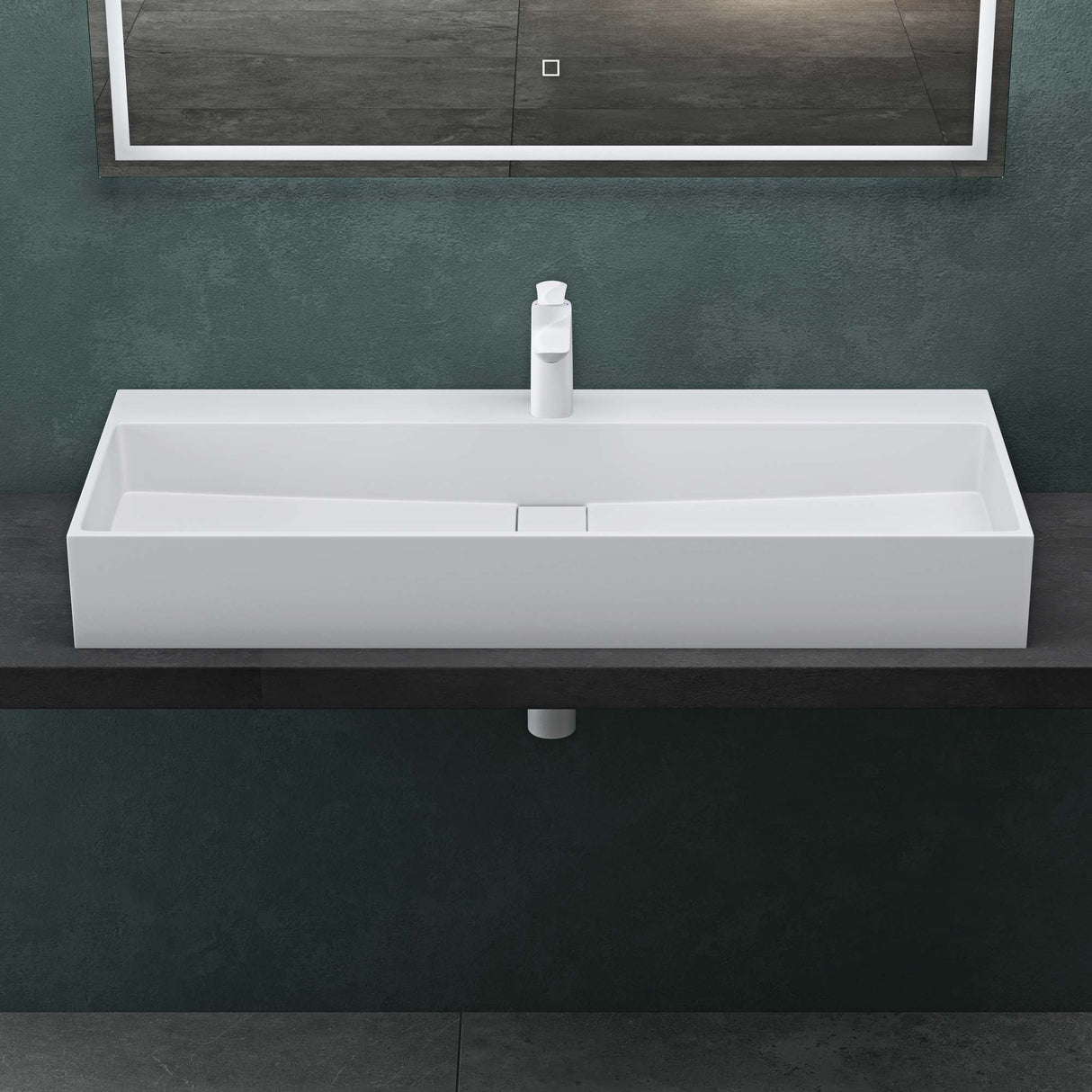 glasvilla Lavabo da Appoggio da Marmo Fuso Lavabo Bagno Sospeso Lavandino Bagno con Foro per la Rubinetteria Col6028