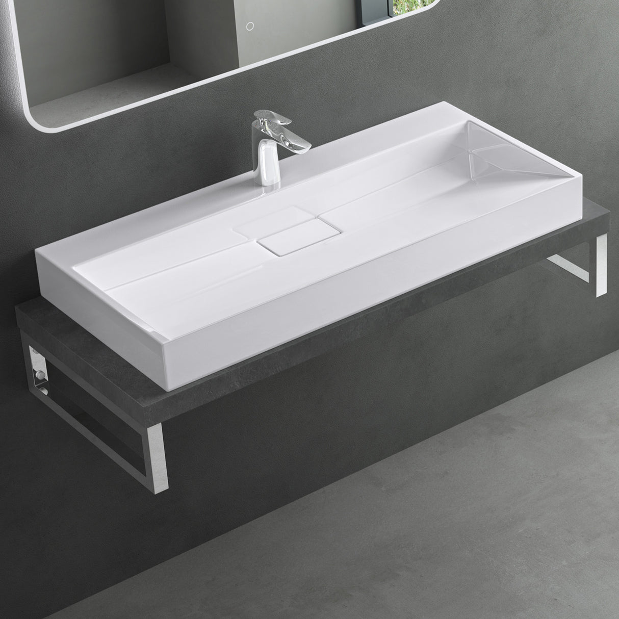 glasvilla Lavabo da Appoggio da Marmo fuso Lavabo Bagno Sospeso Lavandino Bagno Rettangolare Scarico Incluso Colossum19