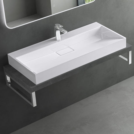 glasvilla Lavabo da Appoggio da Marmo fuso Lavabo Bagno Sospeso Lavandino Bagno Rettangolare Scarico Incluso Colossum19