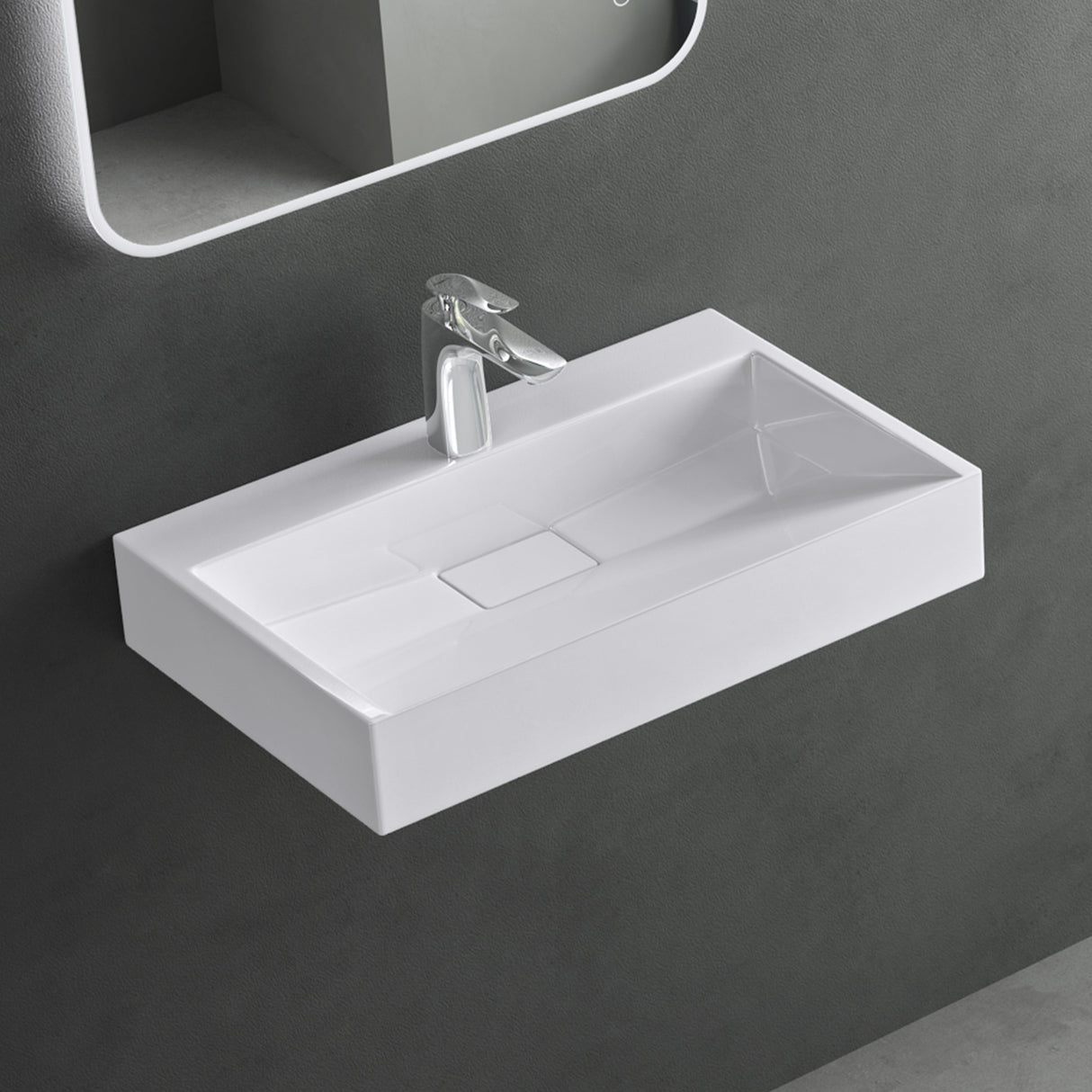 glasvilla Lavabo da Appoggio da Marmo fuso Lavabo Bagno Sospeso Lavandino Bagno Rettangolare Scarico Incluso Colossum19
