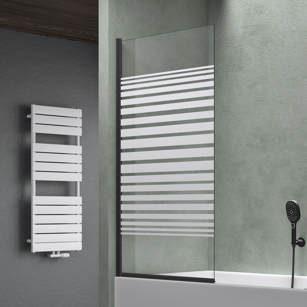 parete doccia glasvilla per vasca da bagno, parete per vasca da bagno, vetro di sicurezza con guarnizione NANO, divisorio per vasca da bagno, supporto per vasca 80x140cm Cortona201