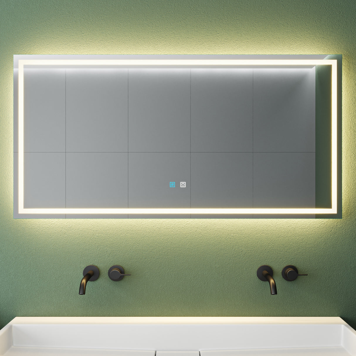 glasvilla Specchio da Bagno Appeso Specchio LED da Parete per Il Trucco Specchio da Bagno a LED con Interruttore Touch Anti-Appannamento Spiegel-02