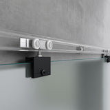 Set completo per porta scorrevole in vetro Glasvilla, tipo di maniglia: maniglia a barra, distanza dalla parete 15 mm, vetro di sicurezza ESG 8 mm Amalfi Black