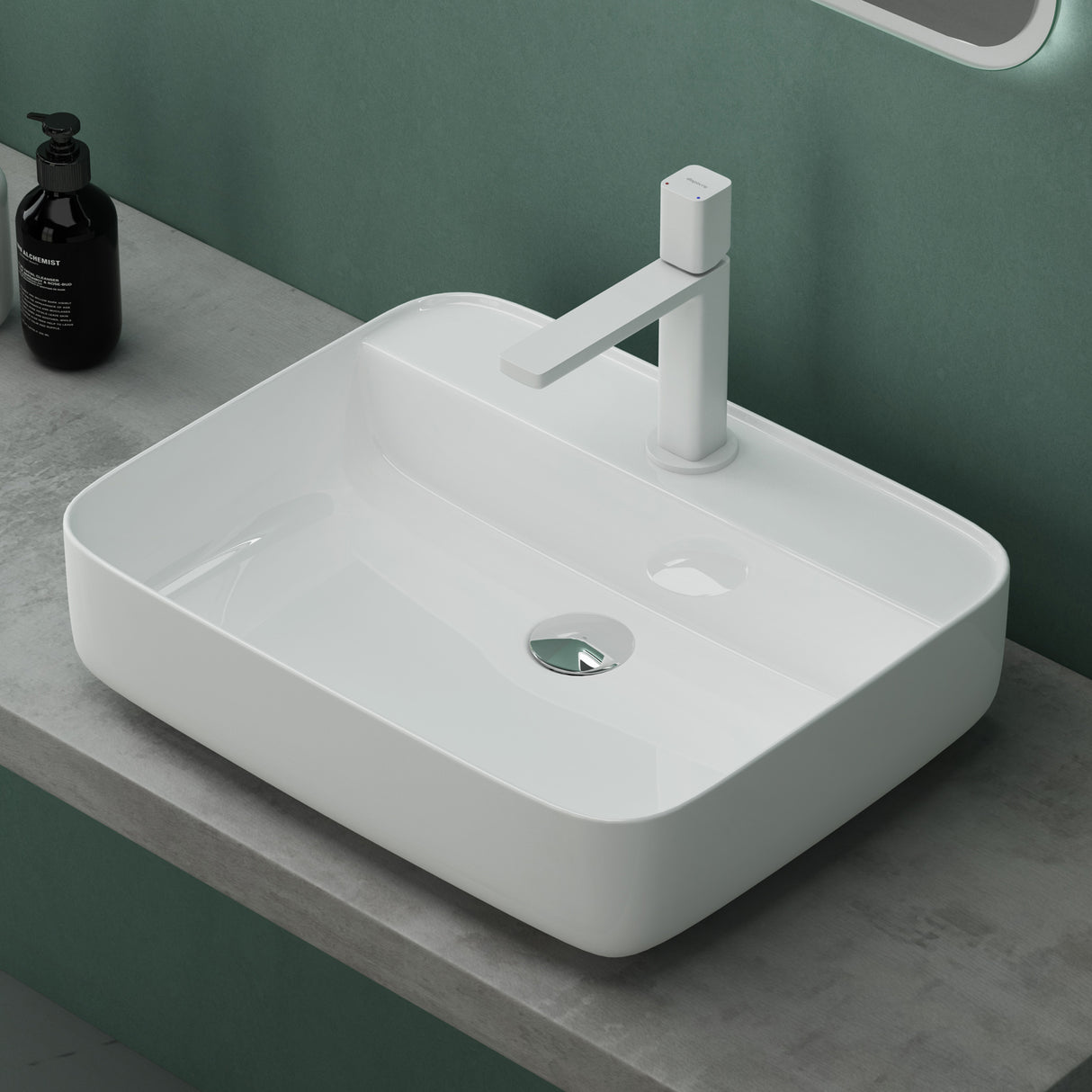 glasvilla Lavabo da Appoggio in Ceramica Lavandino Bagno con Nano Rivestimenti e Foro per Rubinetto Brüssel107