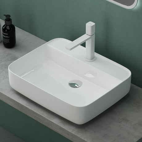 glasvilla Lavabo da Appoggio in Ceramica Lavandino Bagno con Nano Rivestimenti e Foro per Rubinetto Brüssel107