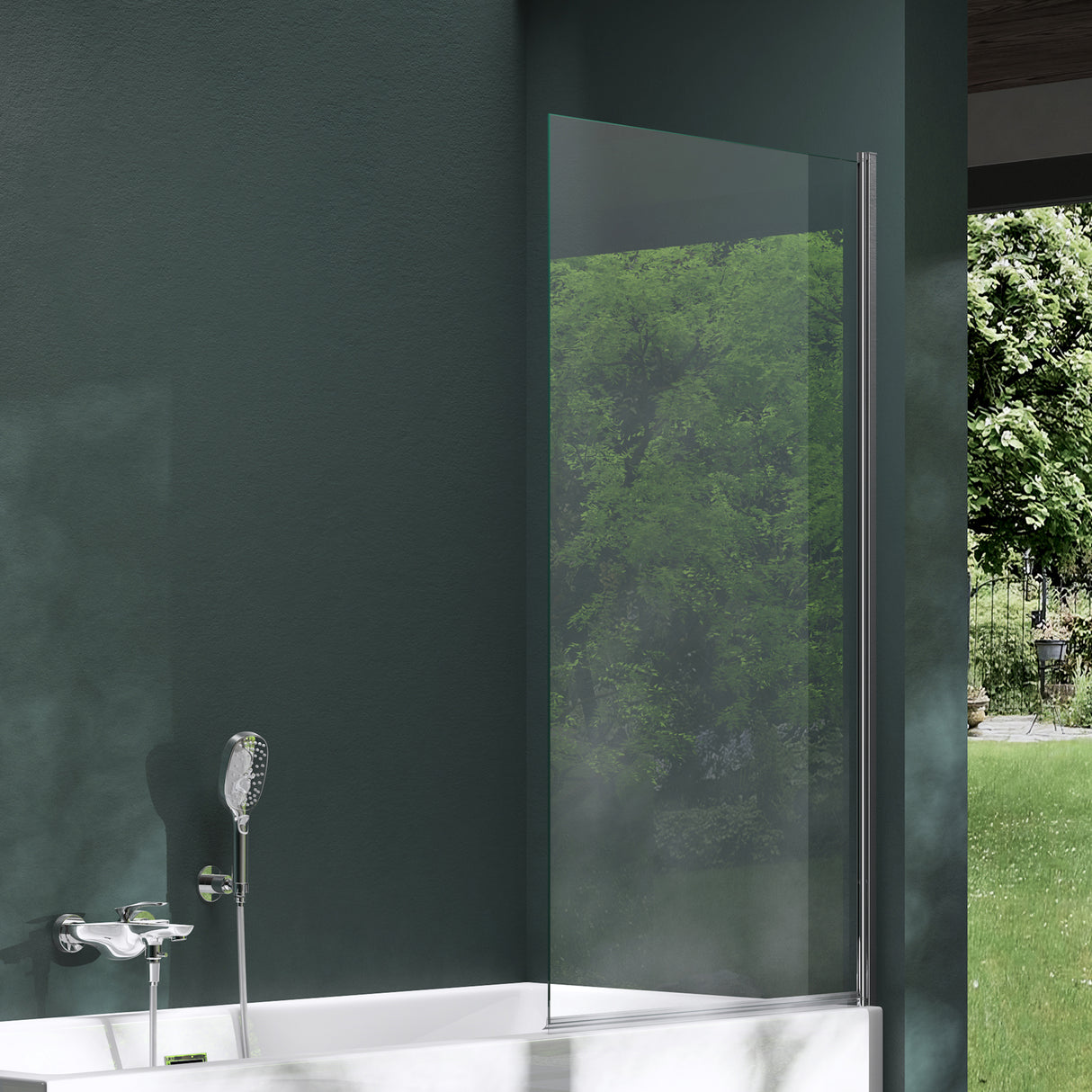parete doccia glasvilla per vasca da bagno, parete per vasca da bagno, vetro di sicurezza con guarnizione NANO, divisorio per vasca da bagno, supporto per vasca 80x140cm Cortona201