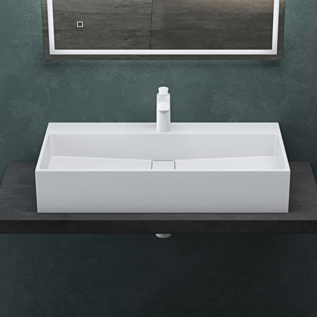 glasvilla Lavabo da Appoggio da Marmo Fuso Lavabo Bagno Sospeso Lavandino Bagno con Foro per la Rubinetteria Col6028