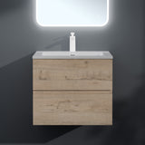 glasvilla Mobile Bagno Sospeso con 2 Cassetti Soft-close Mobiletto Bagno Include Lavabo da Marmo Fuso Aqualis