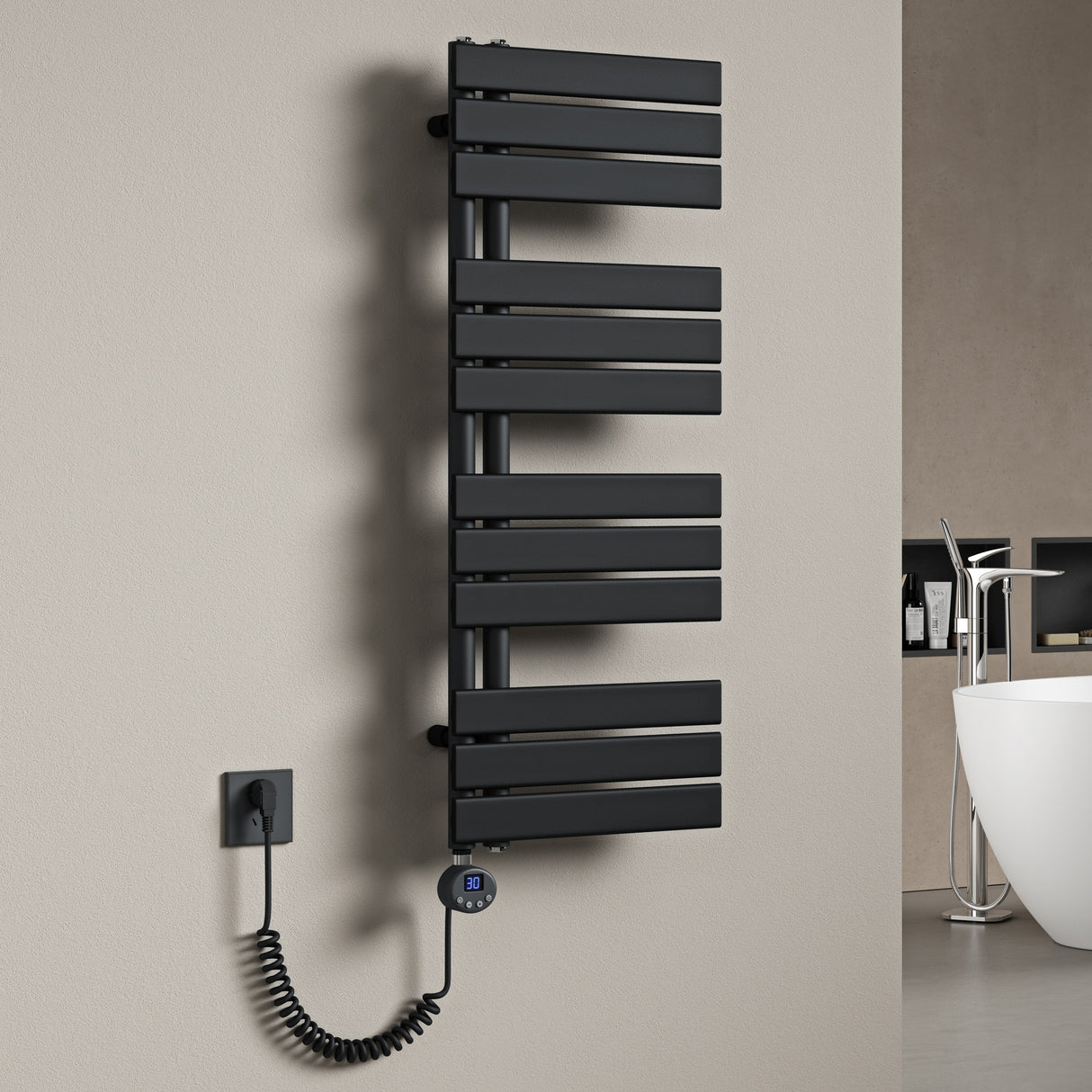glasvilla Radiatore da Bagno con Elemento Riscaldante Radiatore Scaldasalviette Termoarredo da Bagno Scalda Portasciugamani da Parete e Pavimento FN