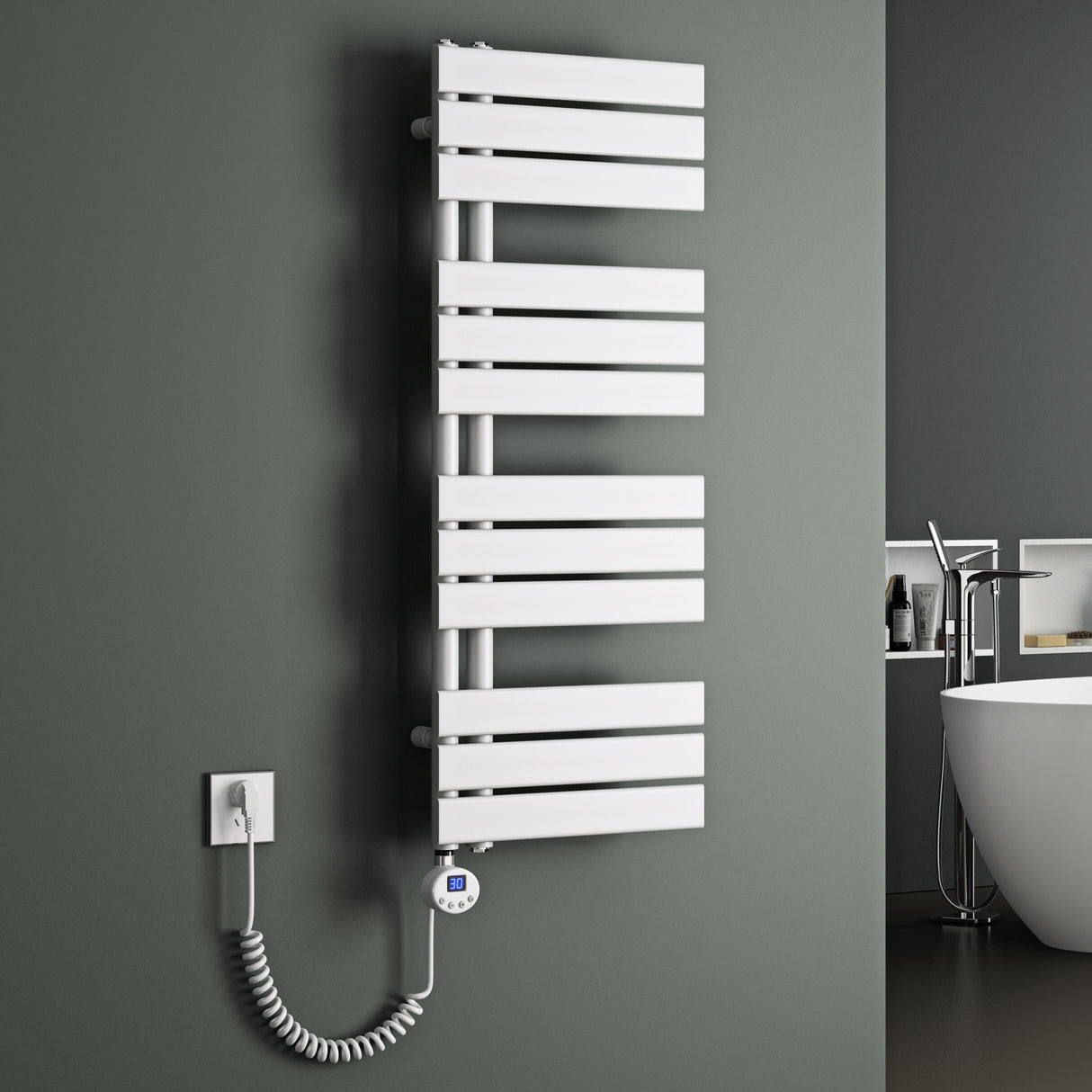 glasvilla Radiatore da Bagno con Elemento Riscaldante Radiatore Scaldasalviette Termoarredo da Bagno Scalda Portasciugamani da Parete e Pavimento FN