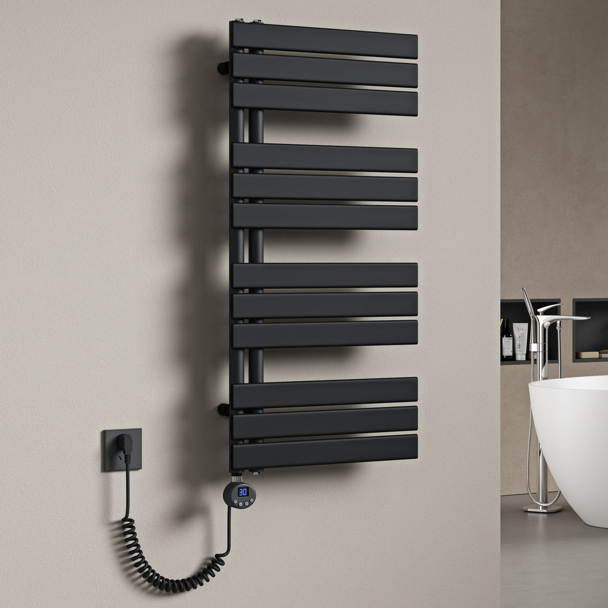 glasvilla Radiatore da Bagno con Elemento Riscaldante Radiatore Scaldasalviette Termoarredo da Bagno Scalda Portasciugamani da Parete e Pavimento FN