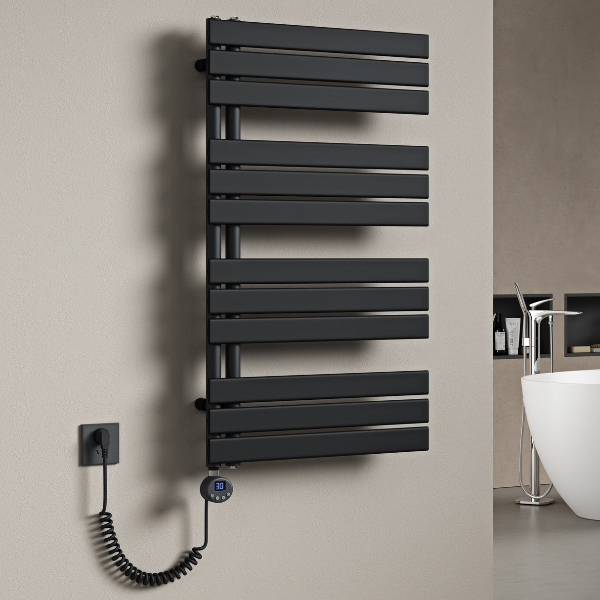 glasvilla Radiatore da Bagno con Elemento Riscaldante Radiatore Scaldasalviette Termoarredo da Bagno Scalda Portasciugamani da Parete e Pavimento FN