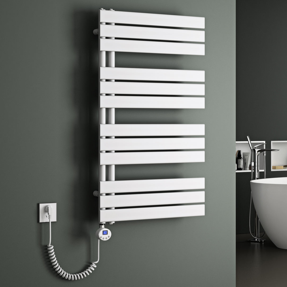 glasvilla Radiatore da Bagno con Elemento Riscaldante Radiatore Scaldasalviette Termoarredo da Bagno Scalda Portasciugamani da Parete e Pavimento FN