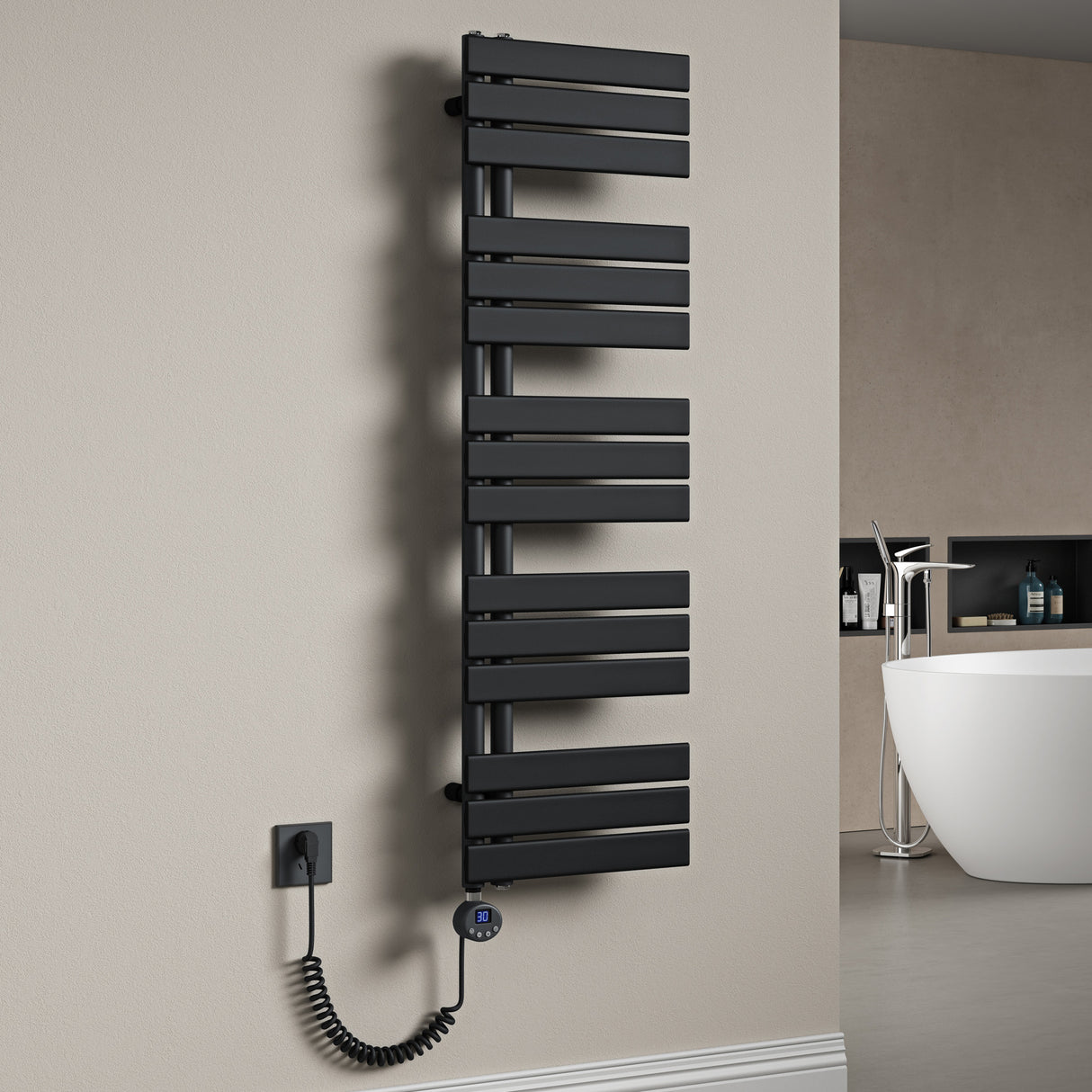 glasvilla Radiatore da Bagno con Elemento Riscaldante Radiatore Scaldasalviette Termoarredo da Bagno Scalda Portasciugamani da Parete e Pavimento FN