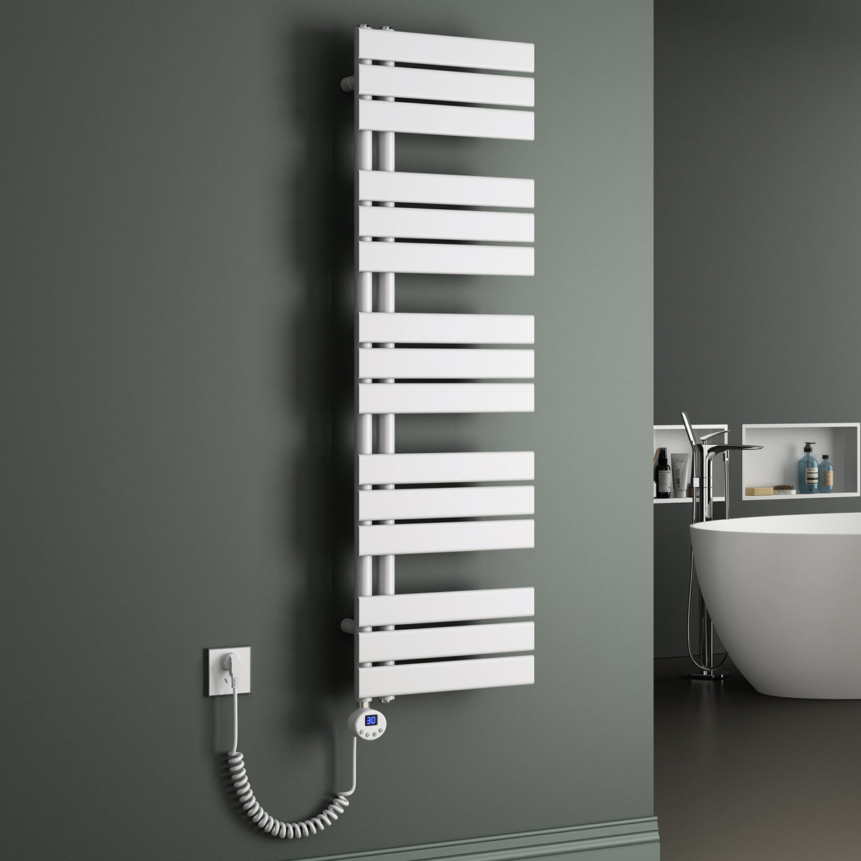 glasvilla Radiatore da Bagno con Elemento Riscaldante Radiatore Scaldasalviette Termoarredo da Bagno Scalda Portasciugamani da Parete e Pavimento FN