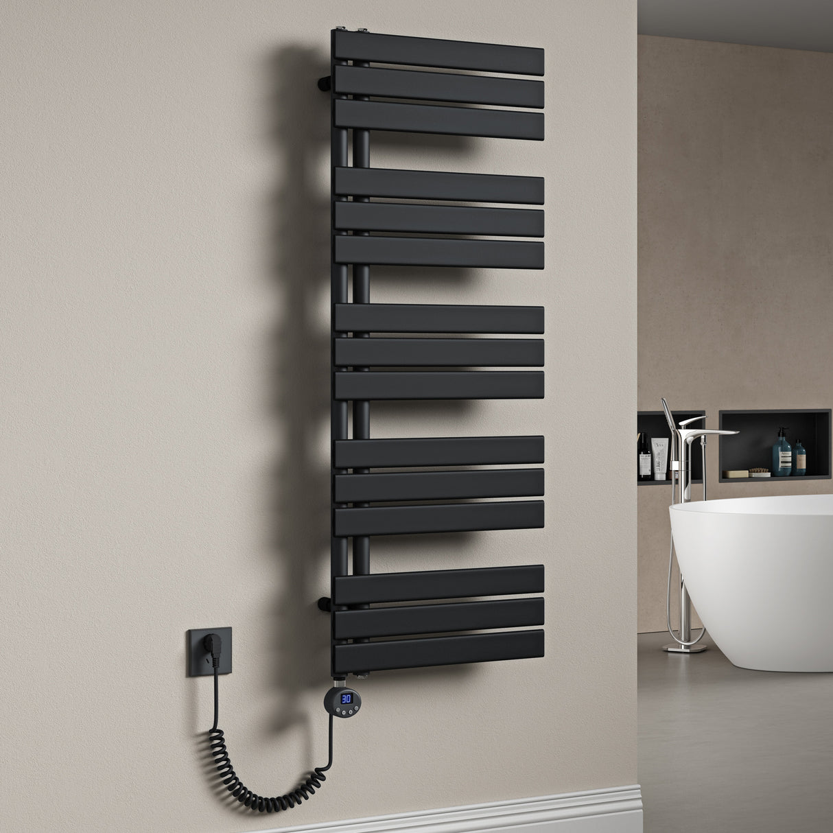 glasvilla Radiatore da Bagno con Elemento Riscaldante Radiatore Scaldasalviette Termoarredo da Bagno Scalda Portasciugamani da Parete e Pavimento FN