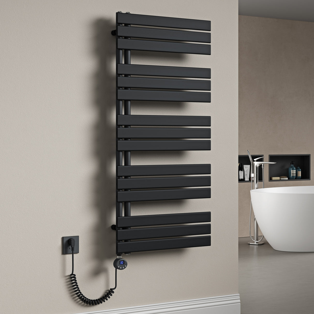 glasvilla Radiatore da Bagno con Elemento Riscaldante Radiatore Scaldasalviette Termoarredo da Bagno Scalda Portasciugamani da Parete e Pavimento FN