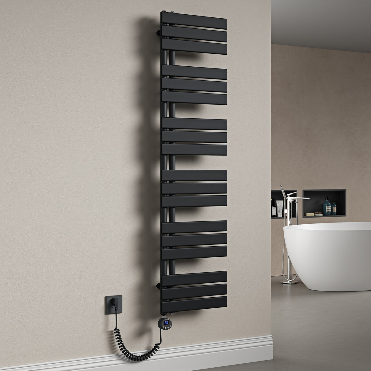 glasvilla Radiatore da Bagno con Elemento Riscaldante Radiatore Scaldasalviette Termoarredo da Bagno Scalda Portasciugamani da Parete e Pavimento FN