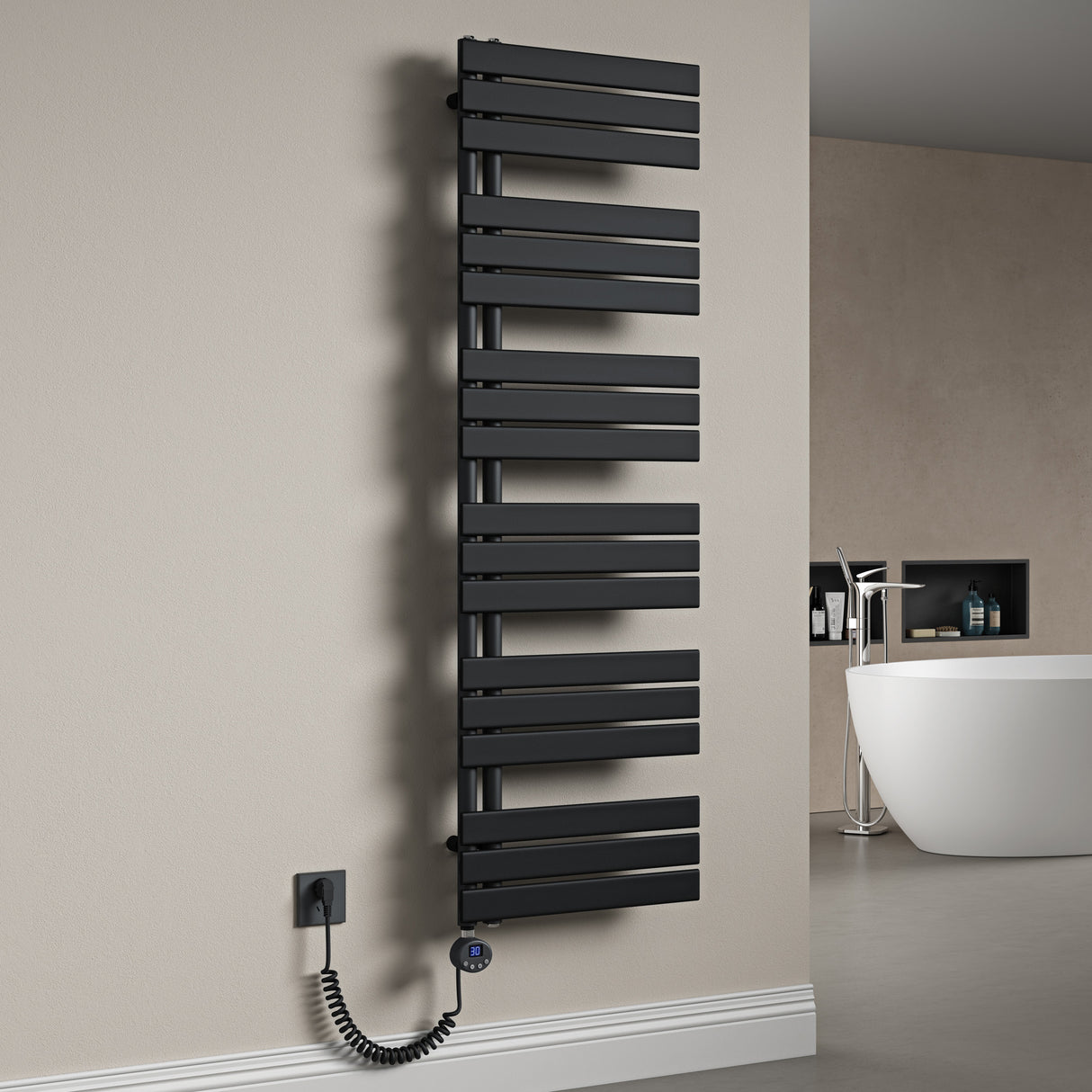 glasvilla Radiatore da Bagno con Elemento Riscaldante Radiatore Scaldasalviette Termoarredo da Bagno Scalda Portasciugamani da Parete e Pavimento FN