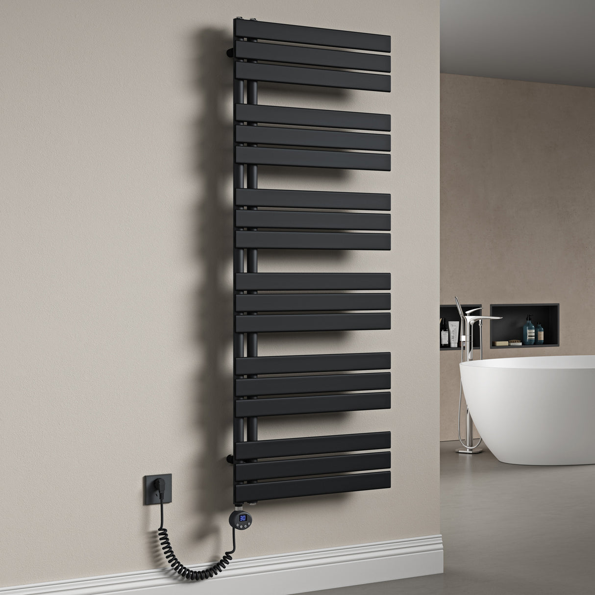 glasvilla Radiatore da Bagno con Elemento Riscaldante Radiatore Scaldasalviette Termoarredo da Bagno Scalda Portasciugamani da Parete e Pavimento FN