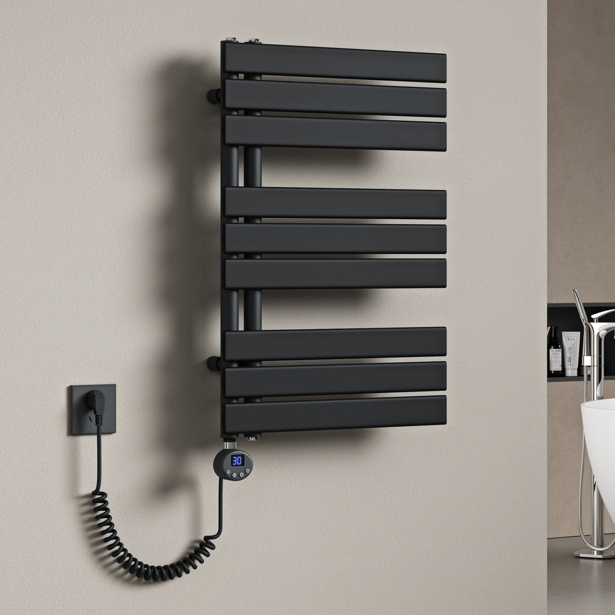 glasvilla Radiatore da Bagno con Elemento Riscaldante Radiatore Scaldasalviette Termoarredo da Bagno Scalda Portasciugamani da Parete e Pavimento FN