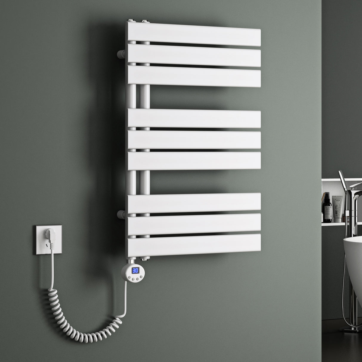 glasvilla Radiatore da Bagno con Elemento Riscaldante Radiatore Scaldasalviette Termoarredo da Bagno Scalda Portasciugamani da Parete e Pavimento FN