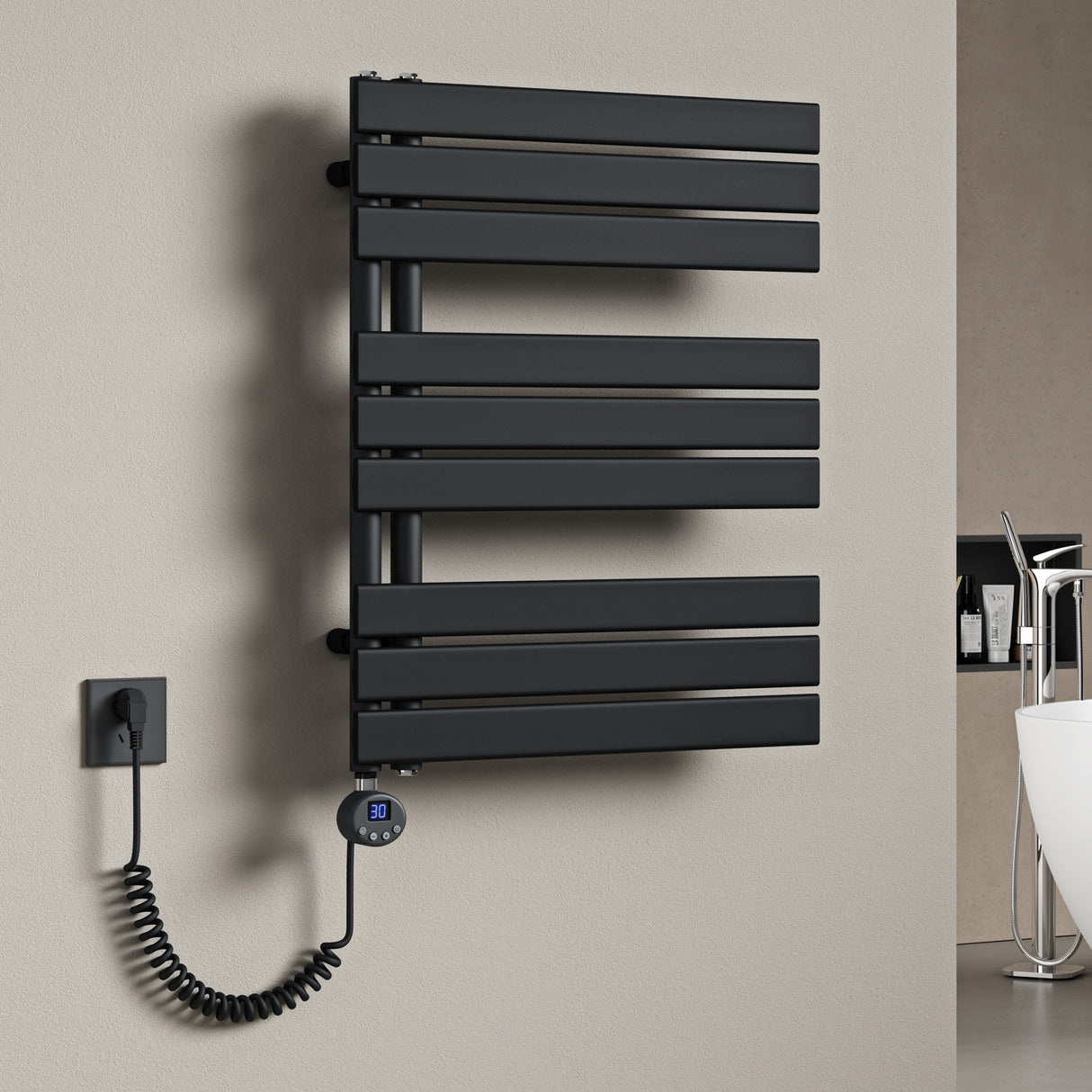glasvilla Radiatore da Bagno con Elemento Riscaldante Radiatore Scaldasalviette Termoarredo da Bagno Scalda Portasciugamani da Parete e Pavimento FN