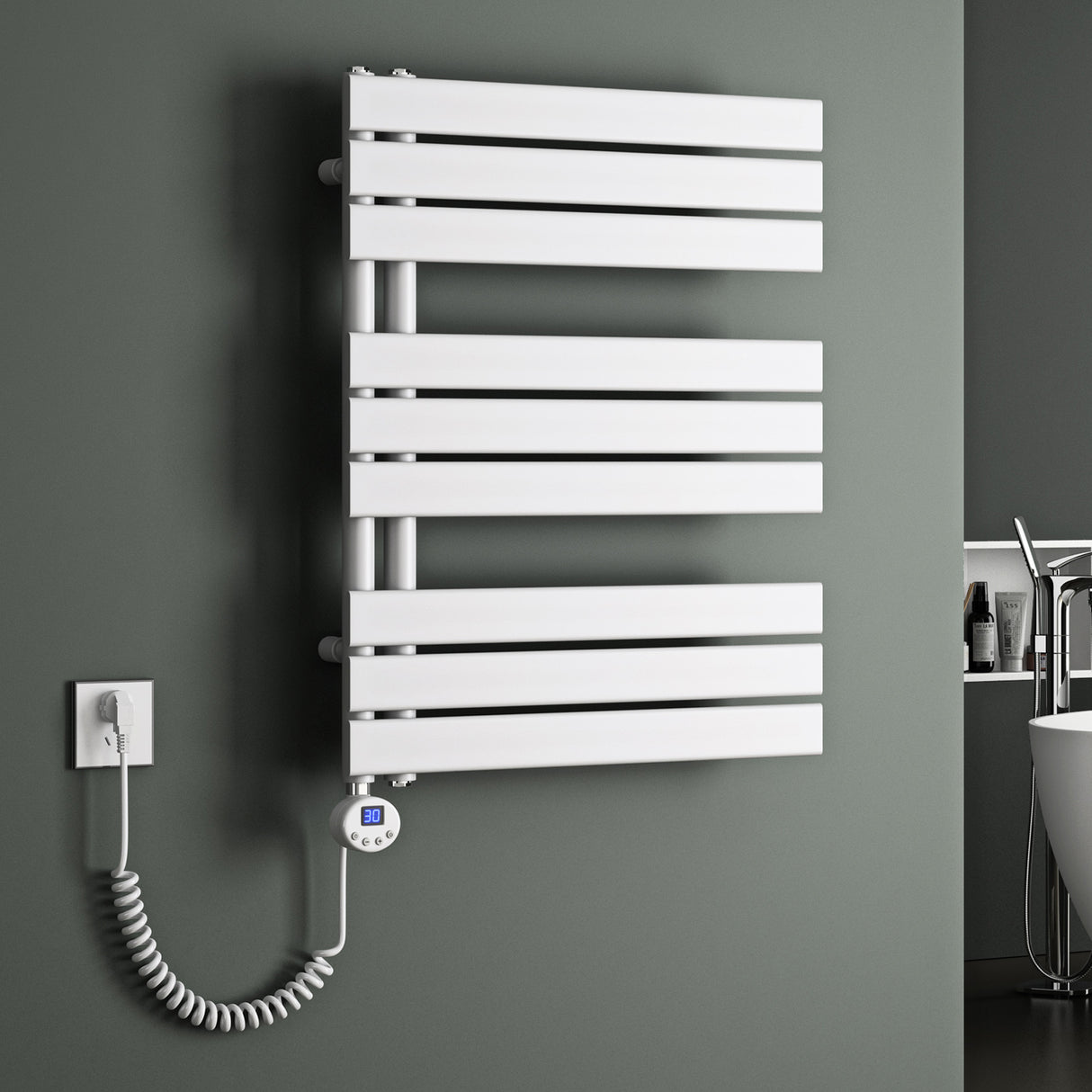 glasvilla Radiatore da Bagno con Elemento Riscaldante Radiatore Scaldasalviette Termoarredo da Bagno Scalda Portasciugamani da Parete e Pavimento FN