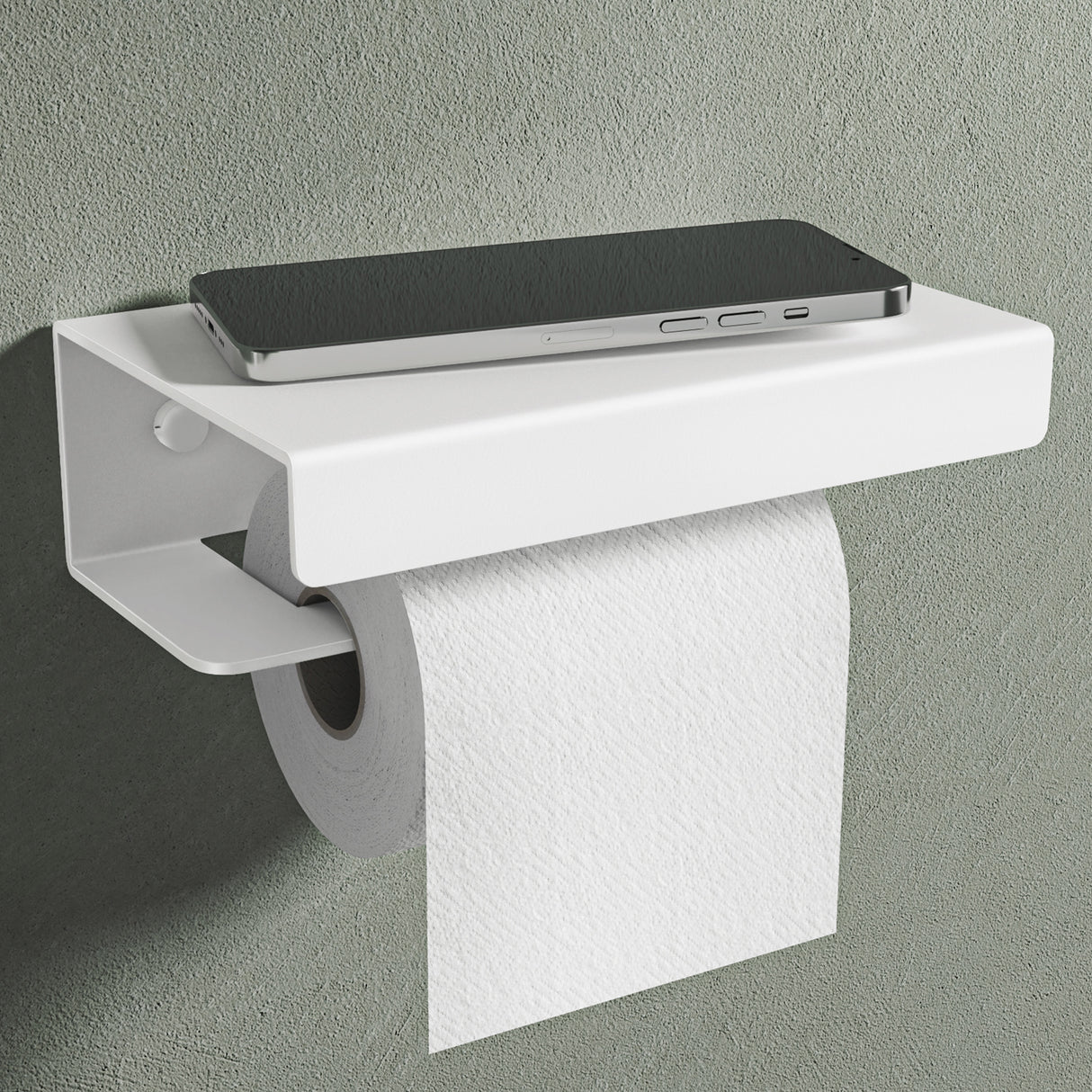 glasvilla Porta Carta Igienica con Mensola, Portarotolo Carta Igienica Moderna in Lega di Alluminio, Montaggio a Parete, Accessori Bagno, Lino-05