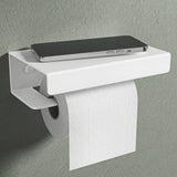 glasvilla Porta Carta Igienica con Mensola, Portarotolo Carta Igienica Moderna in Lega di Alluminio, Montaggio a Parete, Accessori Bagno, Lino-05