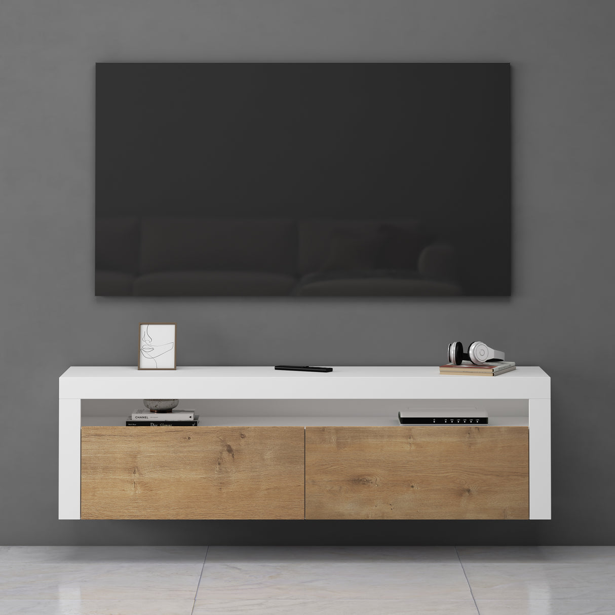 glasvilla Mobile TV per Televisore 160x40x46cm Armadietto per TV con 2 Ante Armadietto Basso Soft-close per Soggiorno, Sala da Pranzo, Camera da Letto Fernsehschrank01